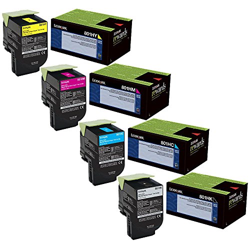 Lexmark 80C1HC0, 80C1HK0, 80C1HM0, 80C1HY0 High Yield Toner Cartridge Set (BND00484)